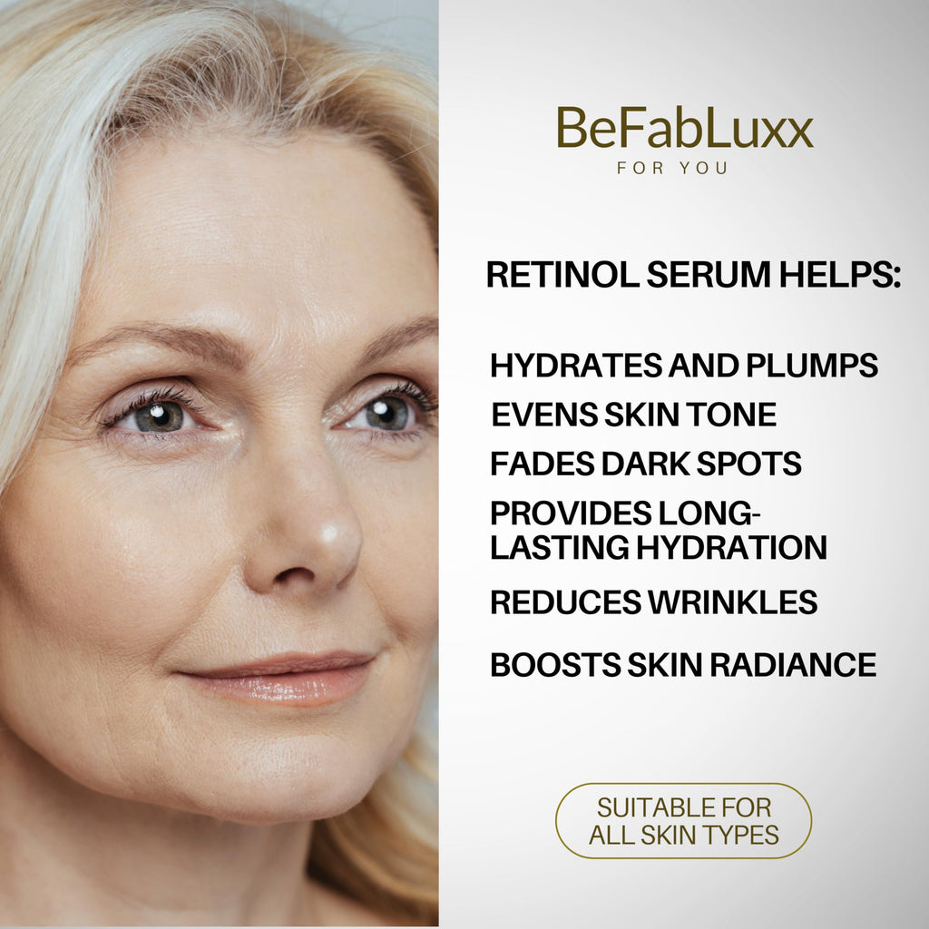BeFabLuxx Advanced Retinol Serum – Night Anti-Aging Serum for Face & Neck with Hyaluronic, Niacinamide & Collagen
