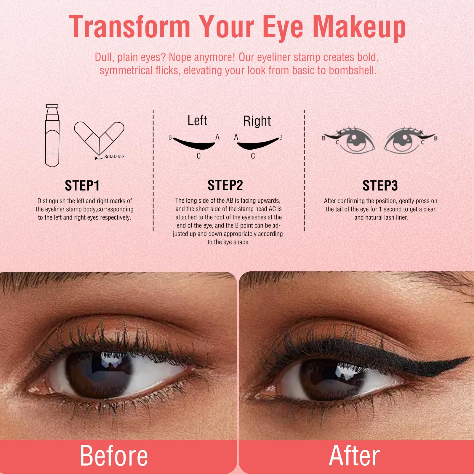 Eyeliner Stamp Gel Eyeliner Set – Double-Ended Winged Stamp, Foldable, Waterproof & Smudge-Proof for Beginners