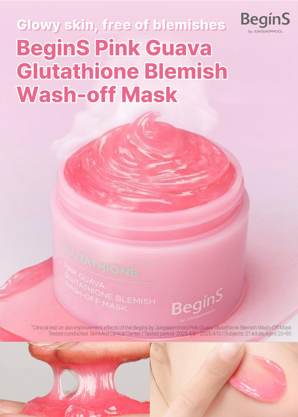 BeginS by JUNGSAEMMOOL Pink Guava Glutathione Wash-Off Mask – Hydration, Glow & Clarity