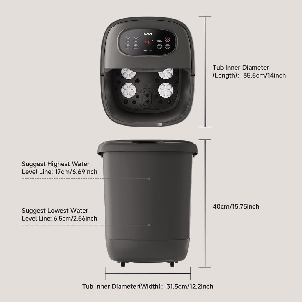 Beici High Depth 14in Foot Spa — PTC Heating, 6 Massage Balls, Timer + Temp Control