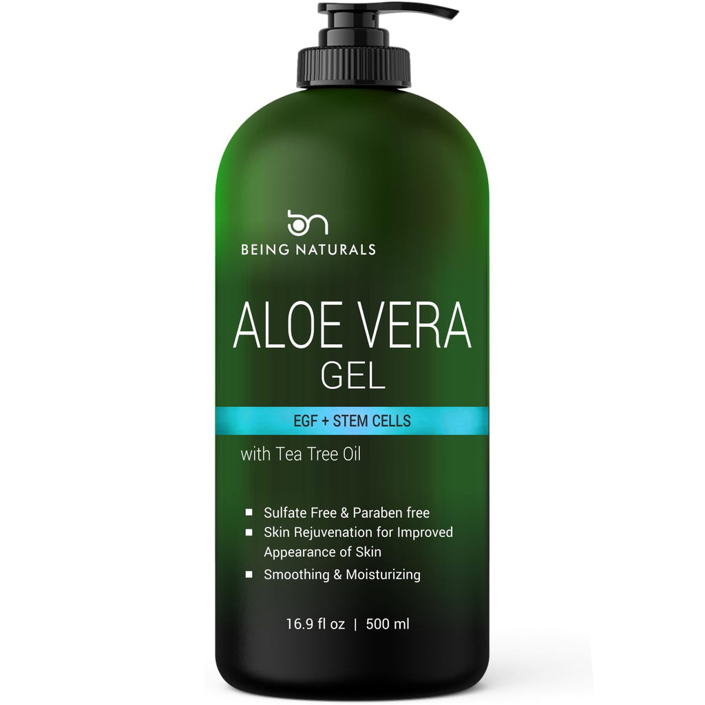 Being Naturals Aloe Vera Gel – 100% Pure Organic Aloe, EGF, Rosemary Oil (16.9 oz)