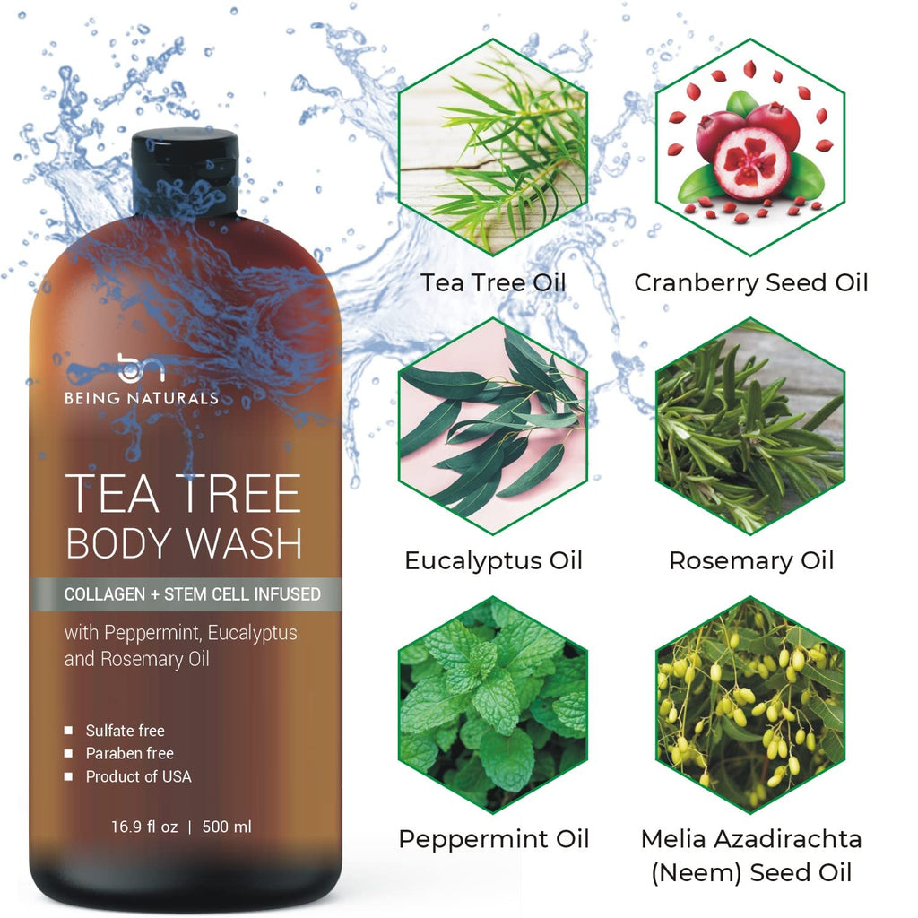 Being Naturals Tea Tree Body Wash – 16.9 oz | Odor, Acne & Skin Support