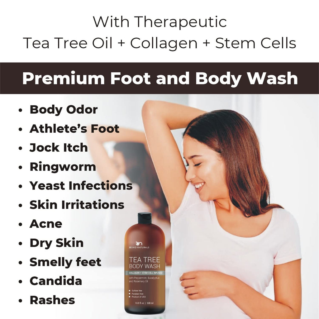 Being Naturals Tea Tree Body Wash – 16.9 oz | Odor, Acne & Skin Support