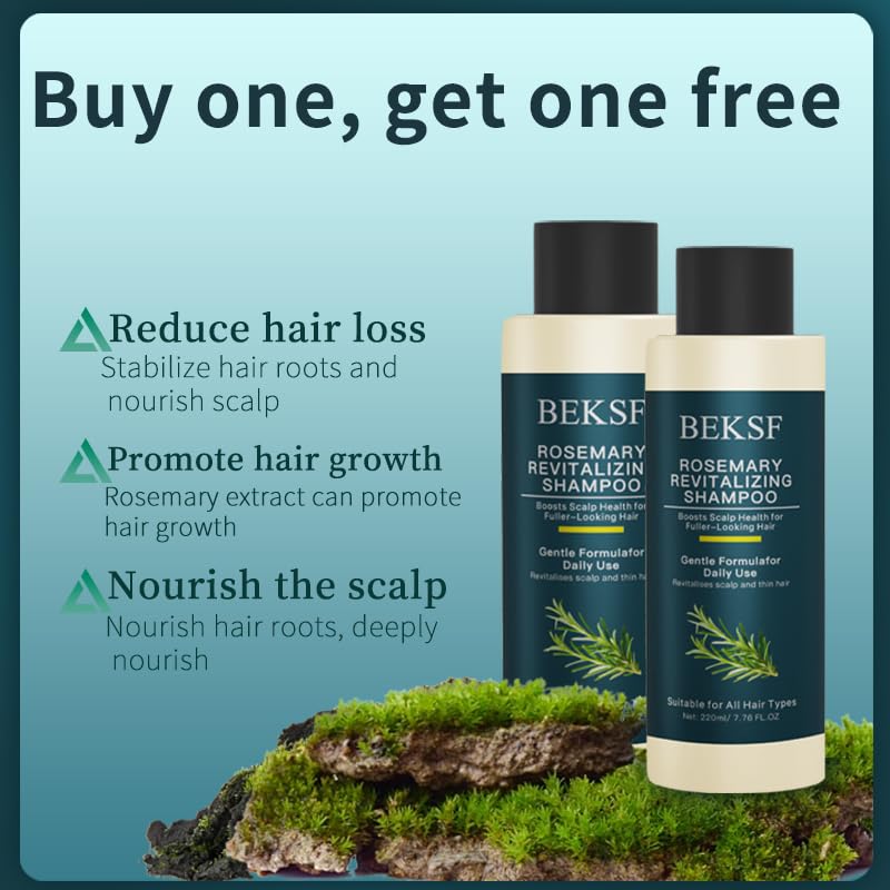 BEKSF Rosemary Shampoo: Balance Oily Scalp, Deep Cleanse, Color-Safe and Sulfate-Free