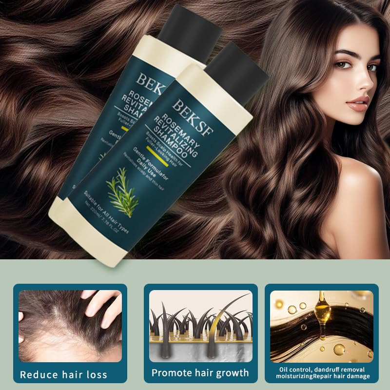 BEKSF Rosemary Shampoo: Balance Oily Scalp, Deep Cleanse, Color-Safe and Sulfate-Free