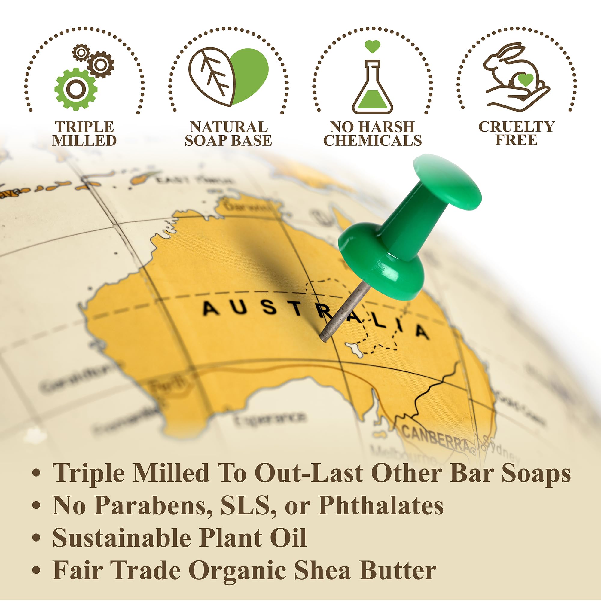 BELA Olive Oil & Cocoa Butter Soap – 3.3 oz, Pack of 6 | French Triple Milled, Organic Shea Butter, Made in Australia