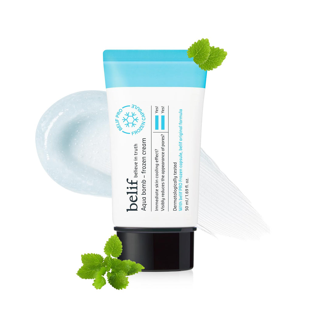 belif Aqua Bomb Cooling Relief Cream – Lightweight Hydration with Panthenol & Niacinamide