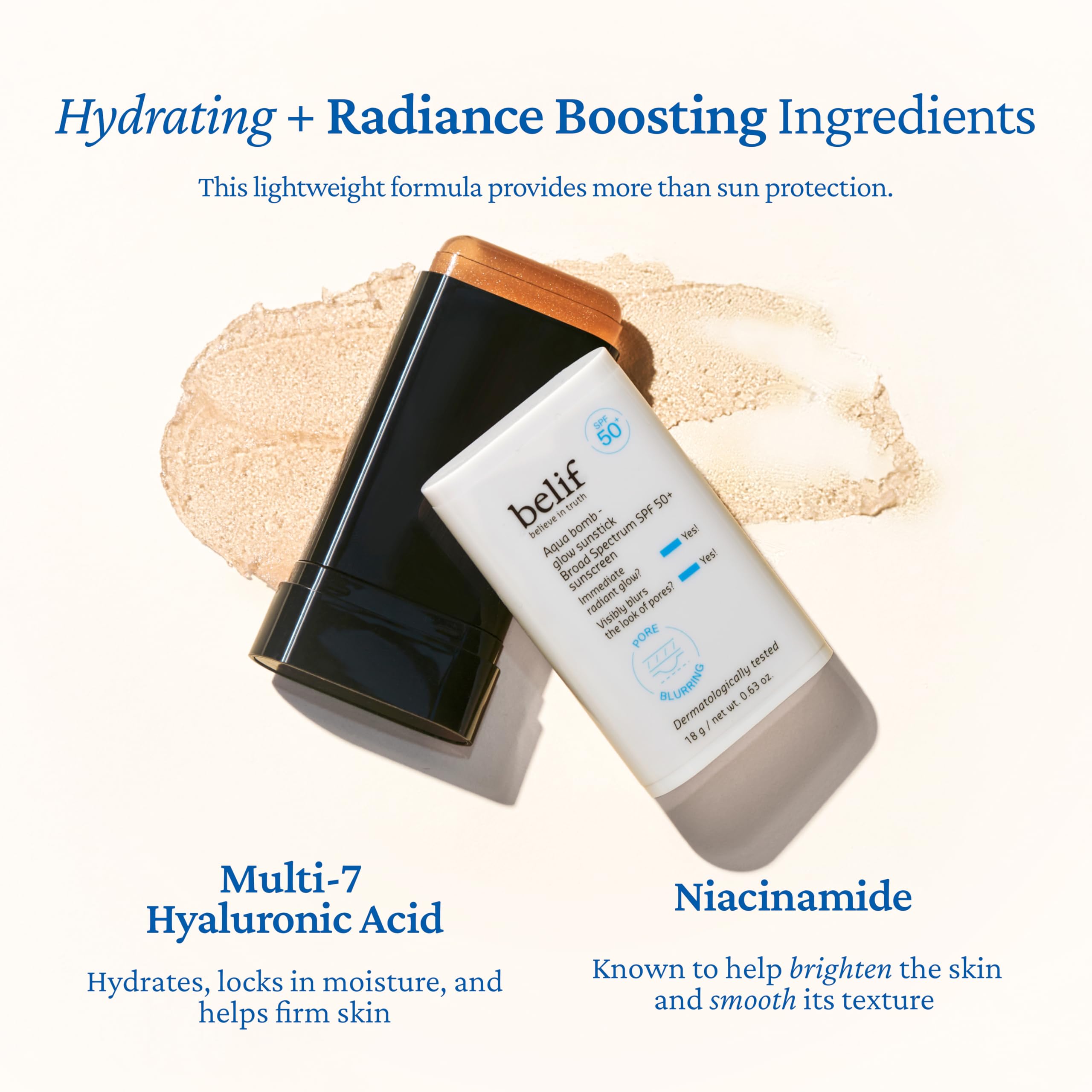 belif Aqua Bomb Niacinamide Sunscreen Stick SPF 50+ PA++++ – Lightweight Hydration, No White Cast