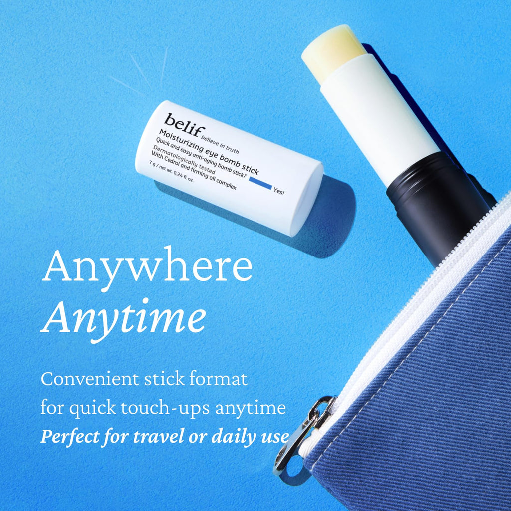 belif Moisturizing Eye Bomb Stick – Hydrating, Brightening & Firming Eye Balm with Shea Butter & Firming Oil Complex | K-Beauty