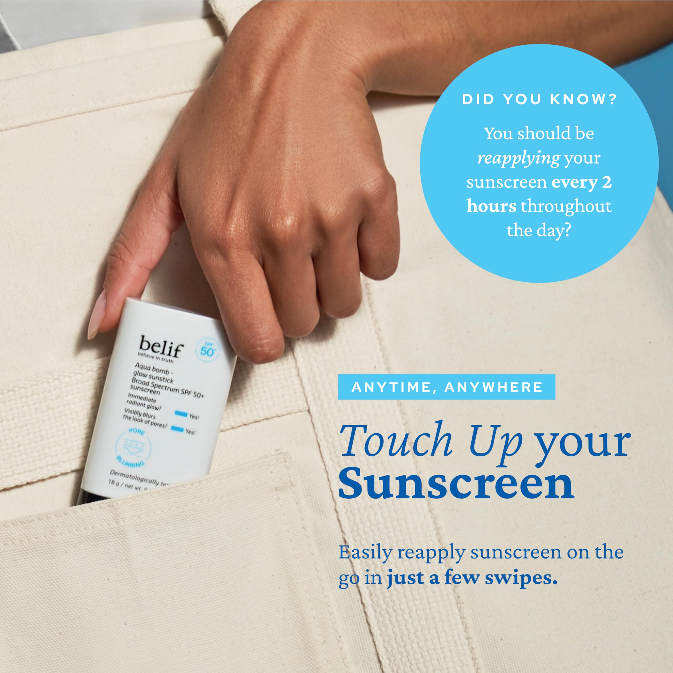 belif Aqua Bomb Niacinamide Sunscreen Stick SPF 50+ PA++++ – Lightweight Hydration, No White Cast