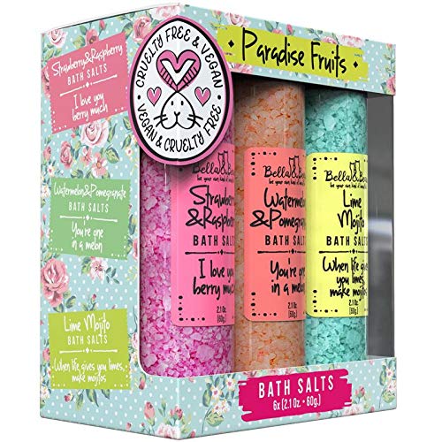 Bella & Bear Paradise Fruits Bath Salts – Pack of 6, 2oz Each | Fruity Foot Soak Gift