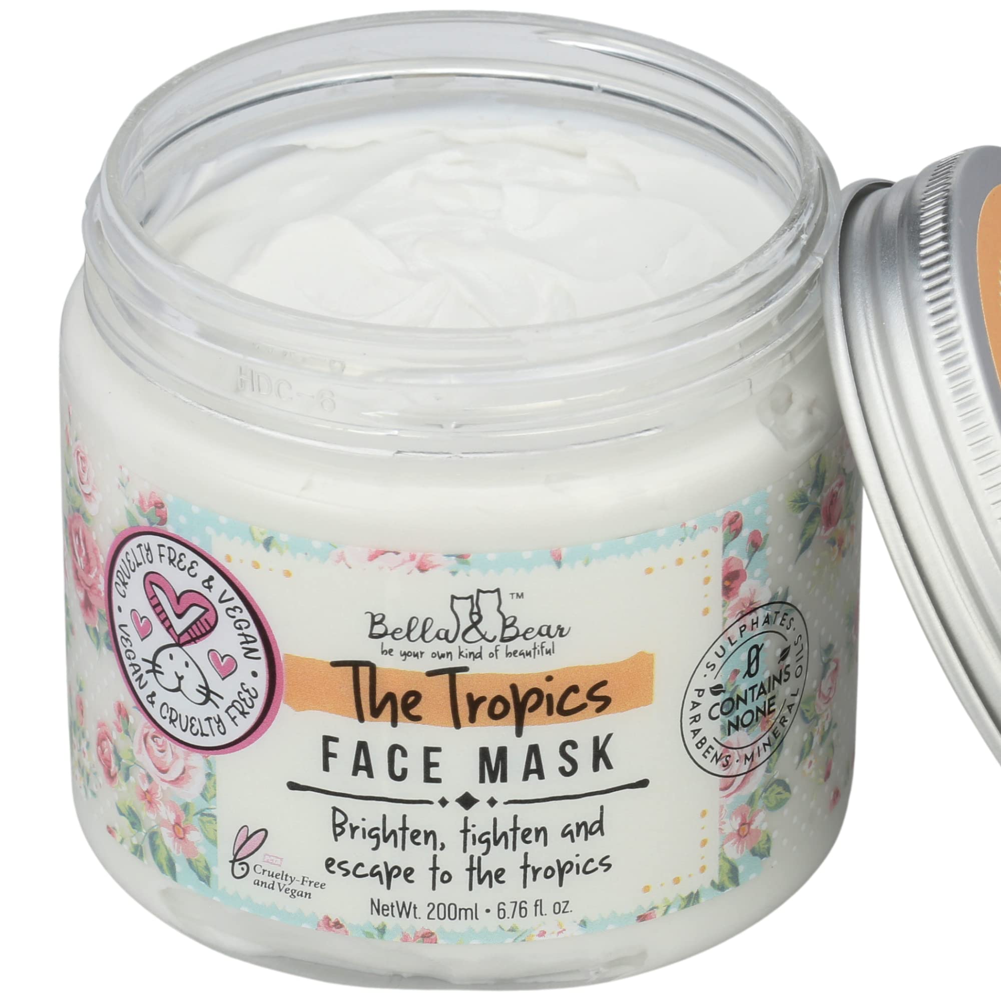 Bella & Bear Tropics Face Mask – White, 7.7 oz | Brighten & Refine Skin