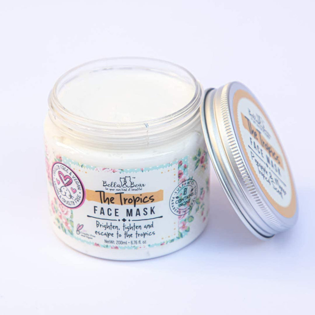 Bella & Bear Tropics Face Mask – White, 7.7 oz | Brighten & Refine Skin