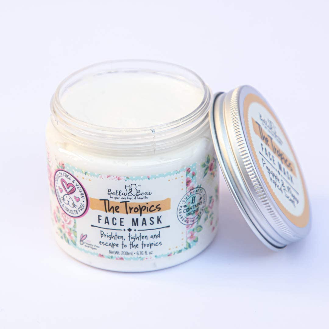 Bella & Bear Tropics Face Mask – White, 7.7 oz | Brighten & Refine Skin