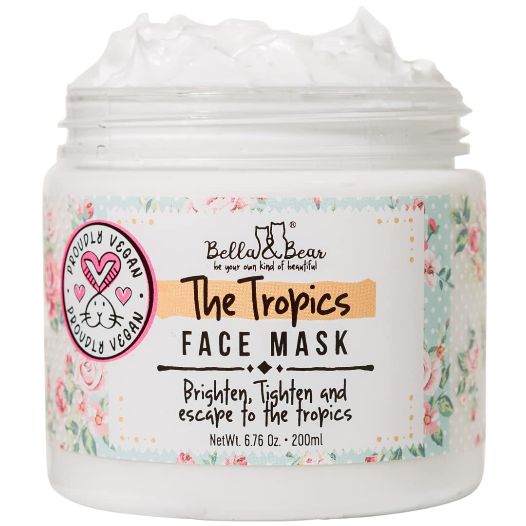 Bella & Bear Tropics Face Mask – White, 7.7 oz | Brighten & Refine Skin