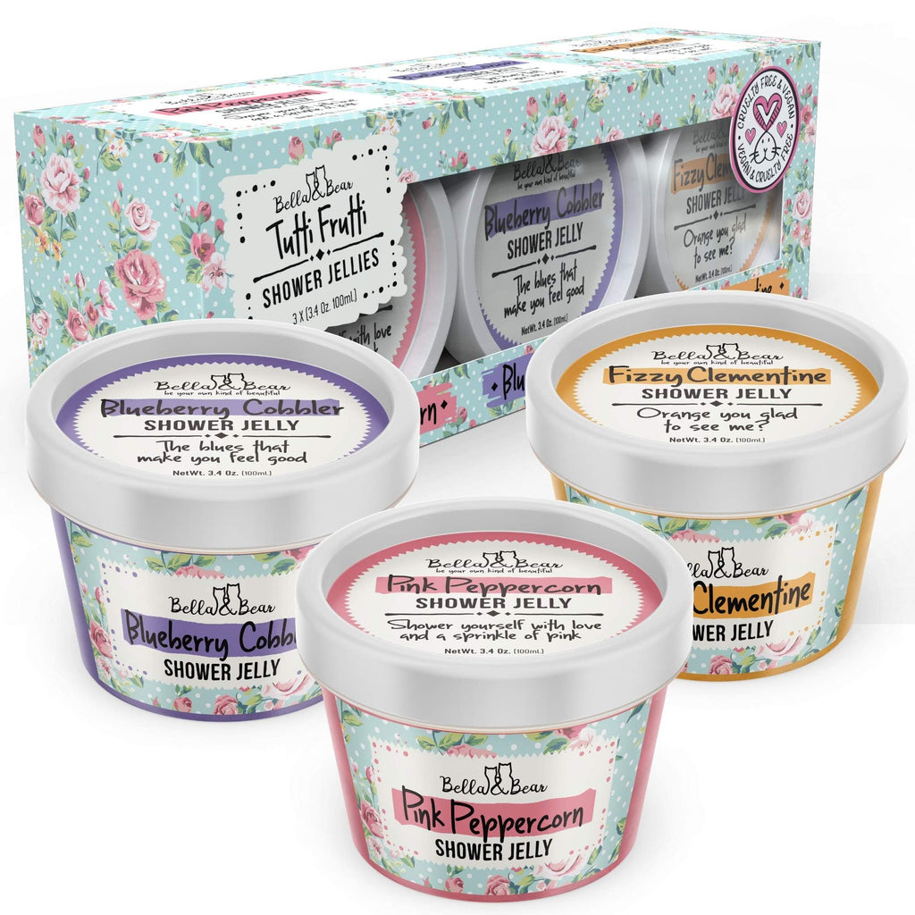 Bella & Bear Tutti Frutti Shower Jellies – Pack of 3 x 3oz, Cute Gifts for Teens