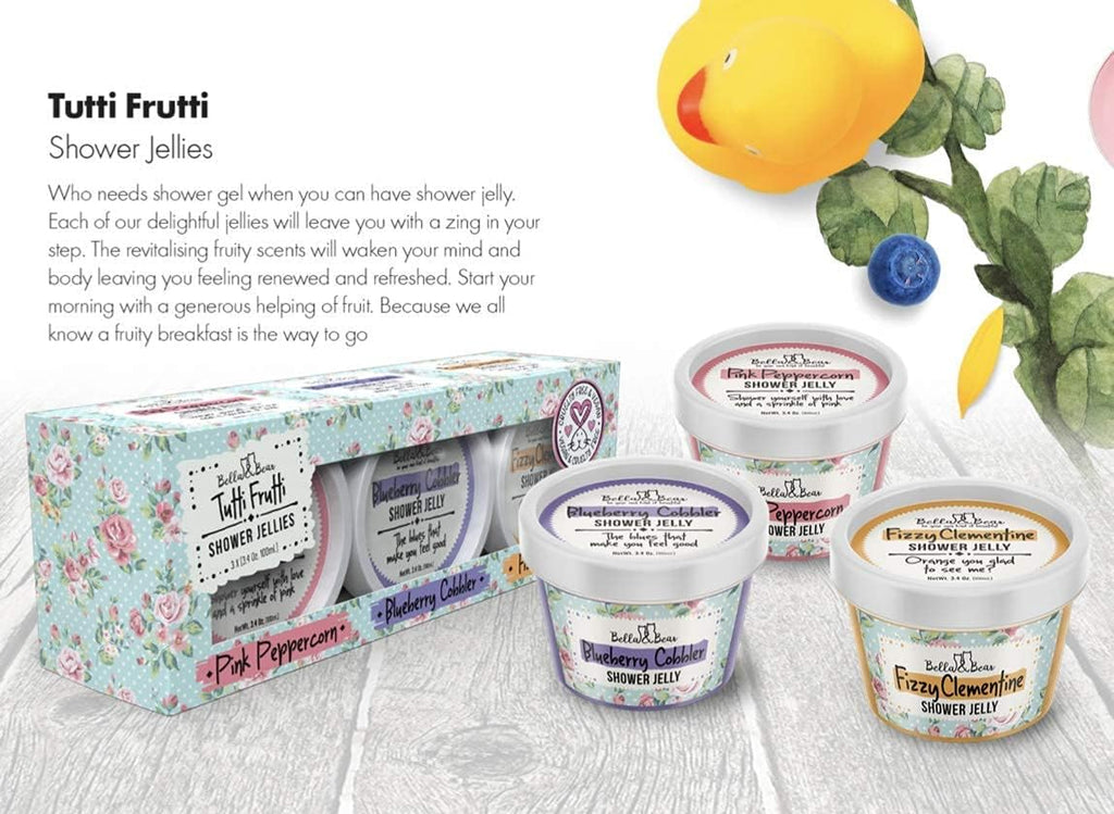 Bella & Bear Tutti Frutti Shower Jellies – Pack of 3 x 3oz, Cute Gifts for Teens