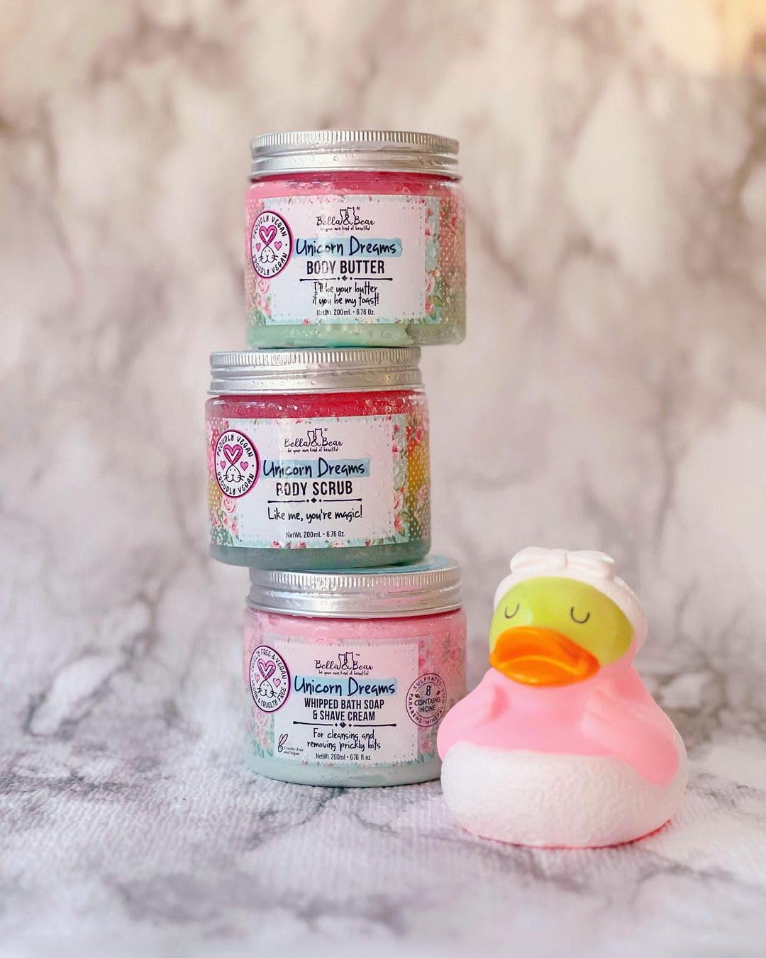 Bella & Bear Unicorn Dream Body Scrub – Vegan, Cruelty-Free Exfoliating Sugar (Mango Pineapple Vanilla)