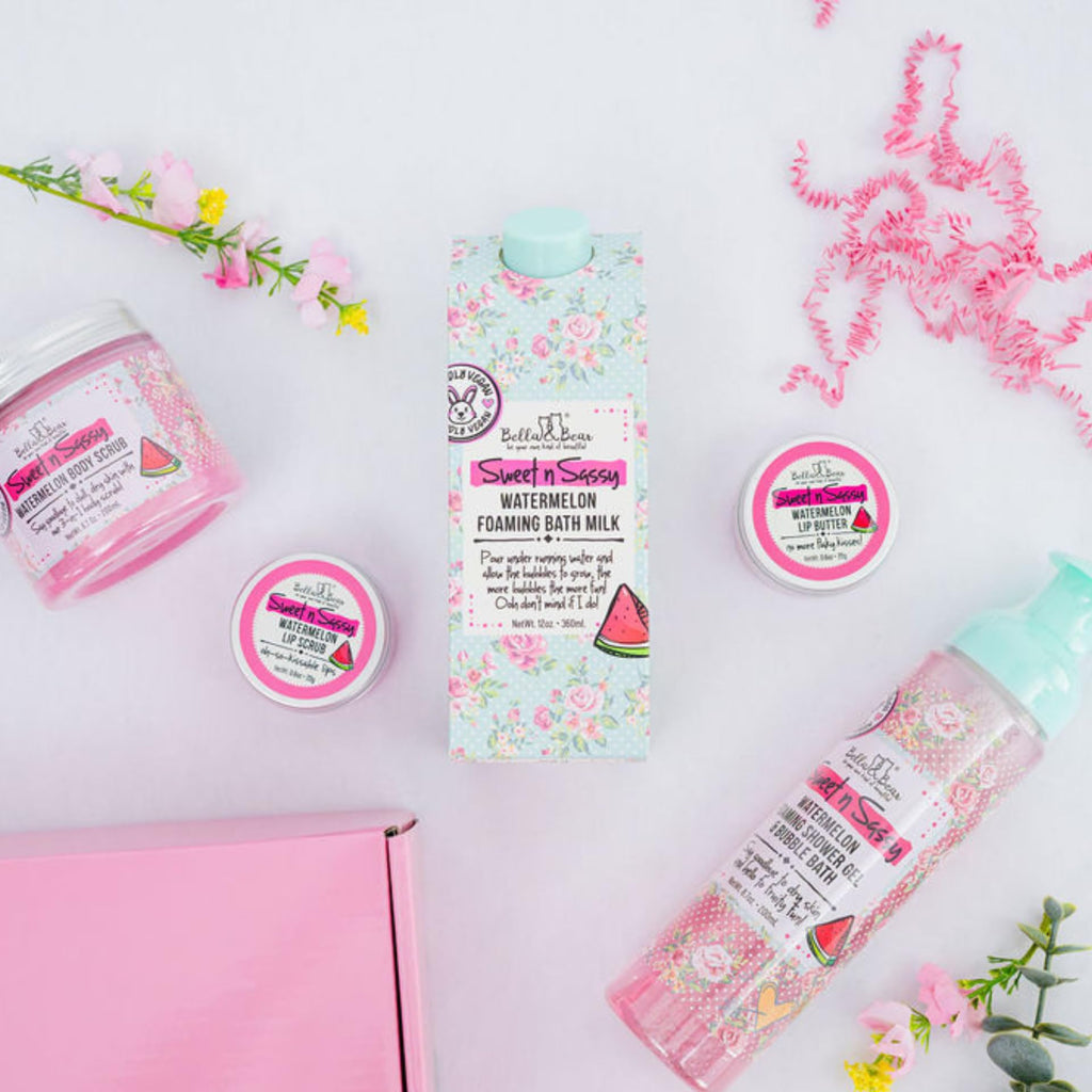 Bella & Bear Sweet n Sassy Watermelon Lip Set – Vegan Scrub & Lip Butter Gift