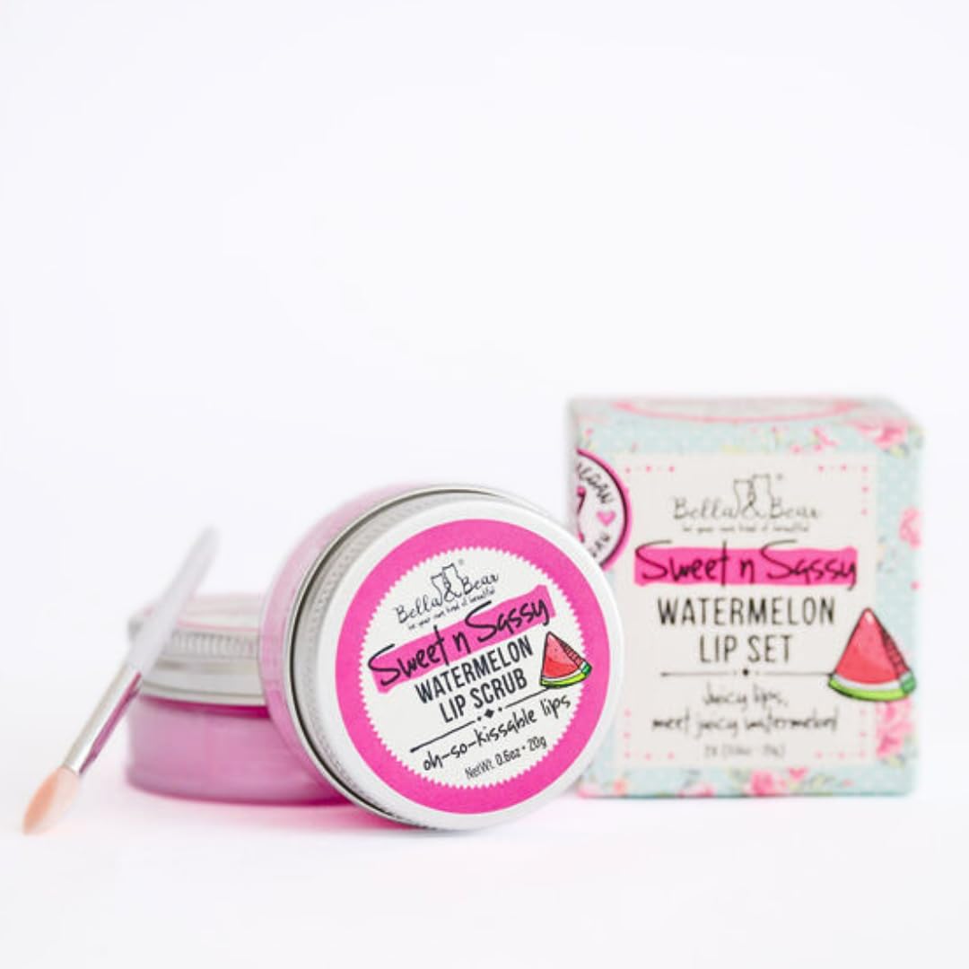 Bella & Bear Sweet n Sassy Watermelon Lip Set – Vegan Scrub & Lip Butter Gift