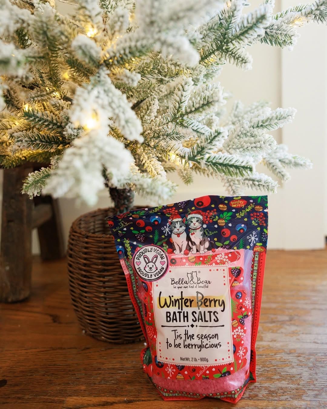 Bella & Bear Winter Berry Bath Salts – Festive Cruelty-Free Pack of 2 | Stocking Stuffer Gift