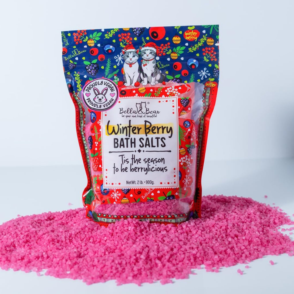 Bella & Bear Winter Berry Bath Salts – Festive Cruelty-Free Pack of 2 | Stocking Stuffer Gift