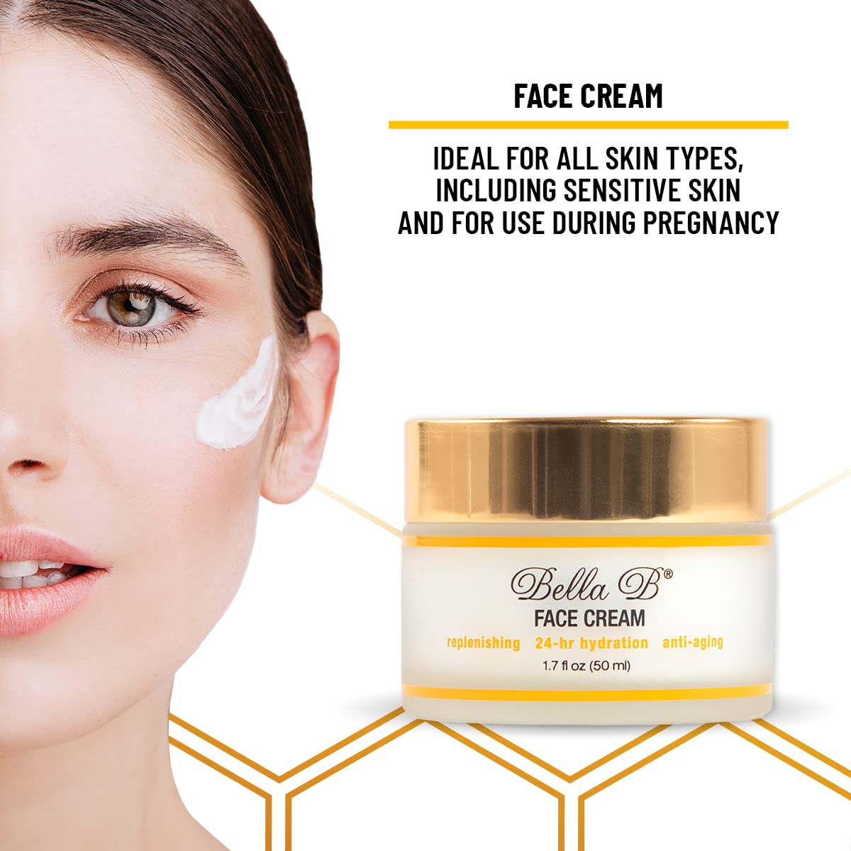Bella B Face Cream 1.7 oz Jar – Organic, Fragrance-Free, Pregnancy-Safe Skincare for Sensitive Skin