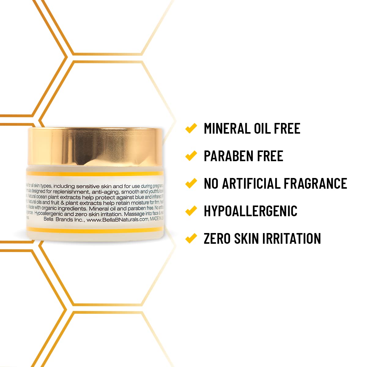 Bella B Face Cream 1.7 oz Jar – Organic, Fragrance-Free, Pregnancy-Safe Skincare for Sensitive Skin