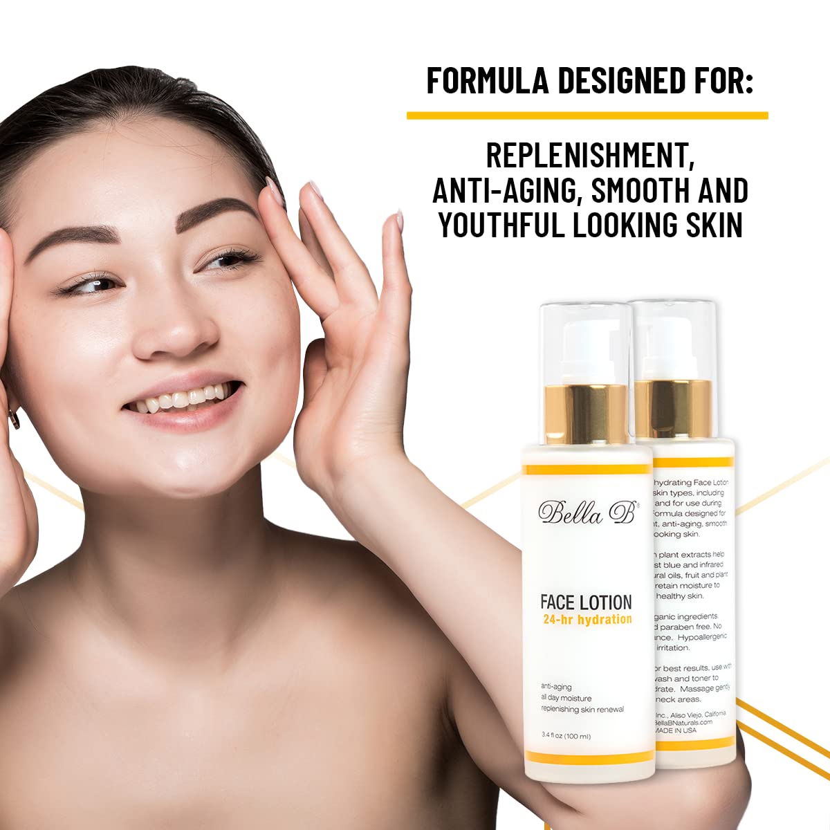 Bella B Face Lotion 3.4 oz – Pregnancy Safe, Natural Moisturizer for Radiant Skin