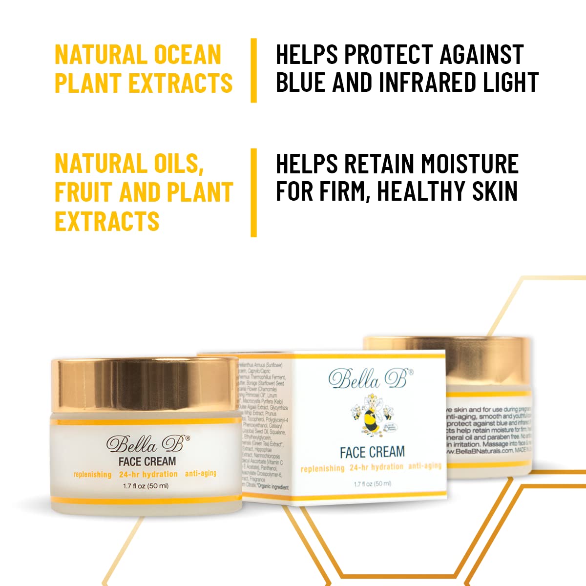 Bella B Face Cream 1.7 oz Jar – Organic, Fragrance-Free, Pregnancy-Safe Skincare for Sensitive Skin