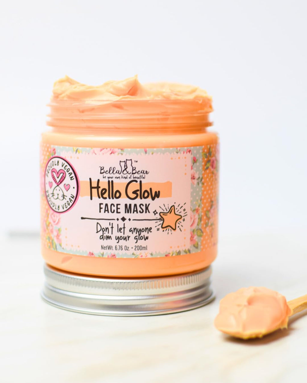 Bella & Bear Hello Glow Face Mask – Vegan, Refining & Brightening (6.7oz)