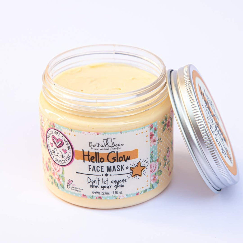 Bella & Bear Hello Glow Face Mask – Vegan, Refining & Brightening (6.7oz)