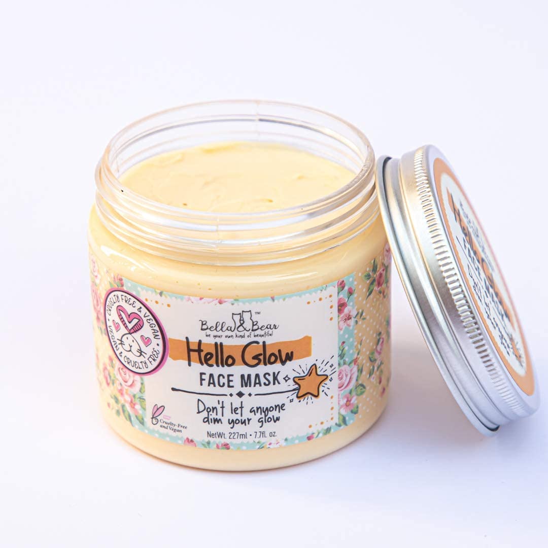 Bella & Bear Hello Glow Face Mask – Vegan, Refining & Brightening (6.7oz)