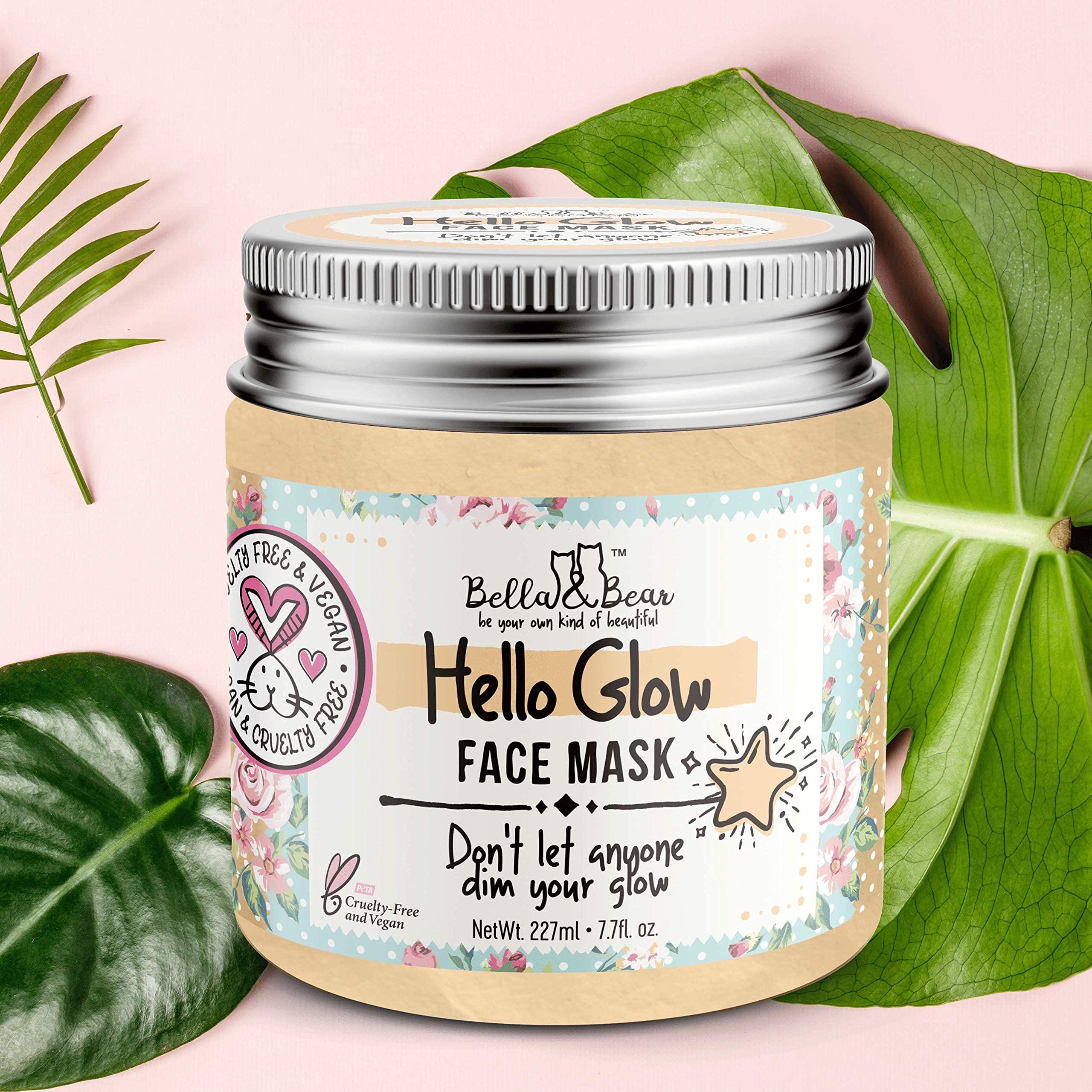 Bella & Bear Hello Glow Face Mask – Vegan, Refining & Brightening (6.7oz)