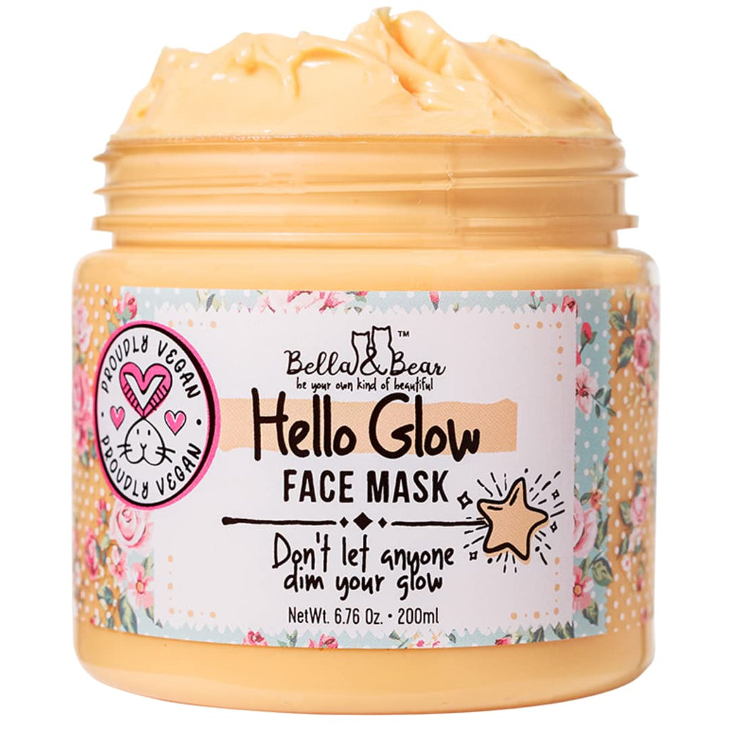 Bella & Bear Hello Glow Face Mask – Vegan, Refining & Brightening (6.7oz)
