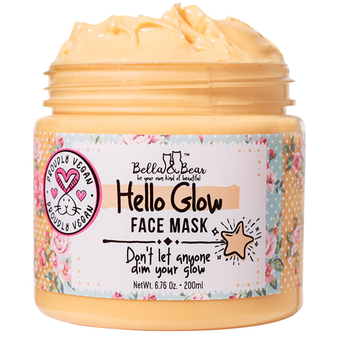 Bella & Bear Hello Glow Face Mask – Vegan, Refining & Brightening (6.7oz)