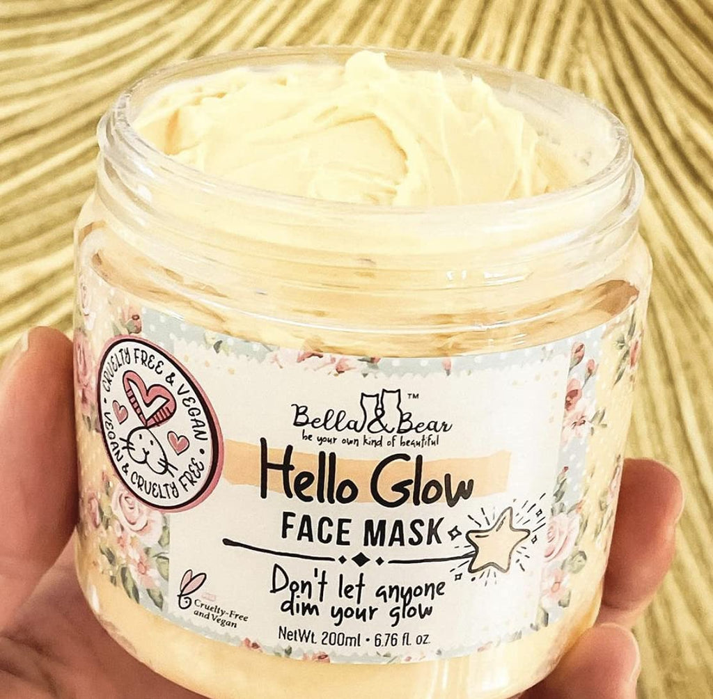 Bella & Bear Hello Glow Face Mask – Vegan, Refining & Brightening (6.7oz)