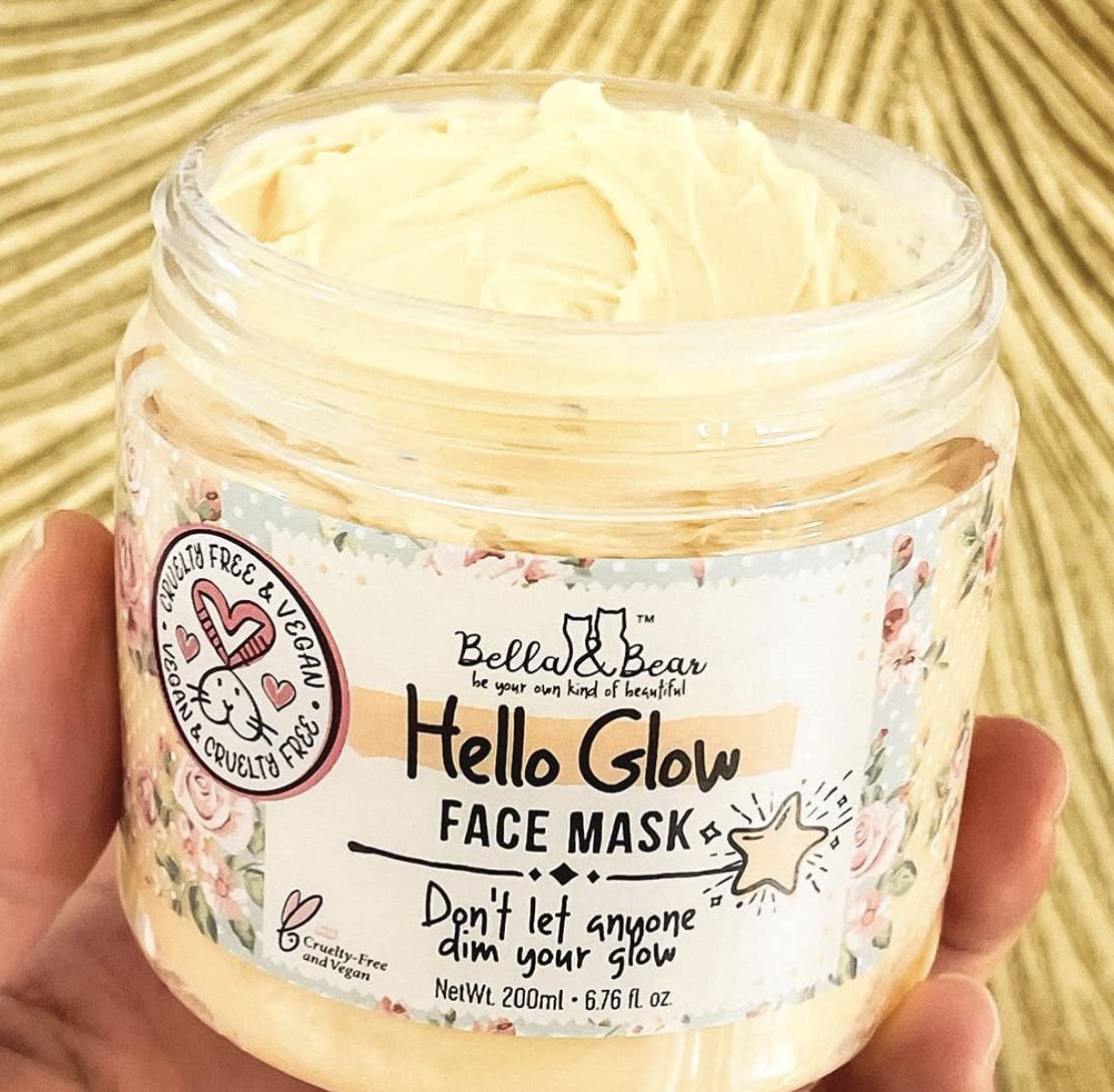 Bella & Bear Hello Glow Face Mask – Vegan, Refining & Brightening (6.7oz)
