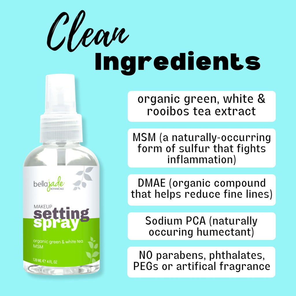 Bella Jade Makeup Setting Spray for Face | Long-Lasting Dewy Finish + Organic Green Tea & MSM (4 oz)