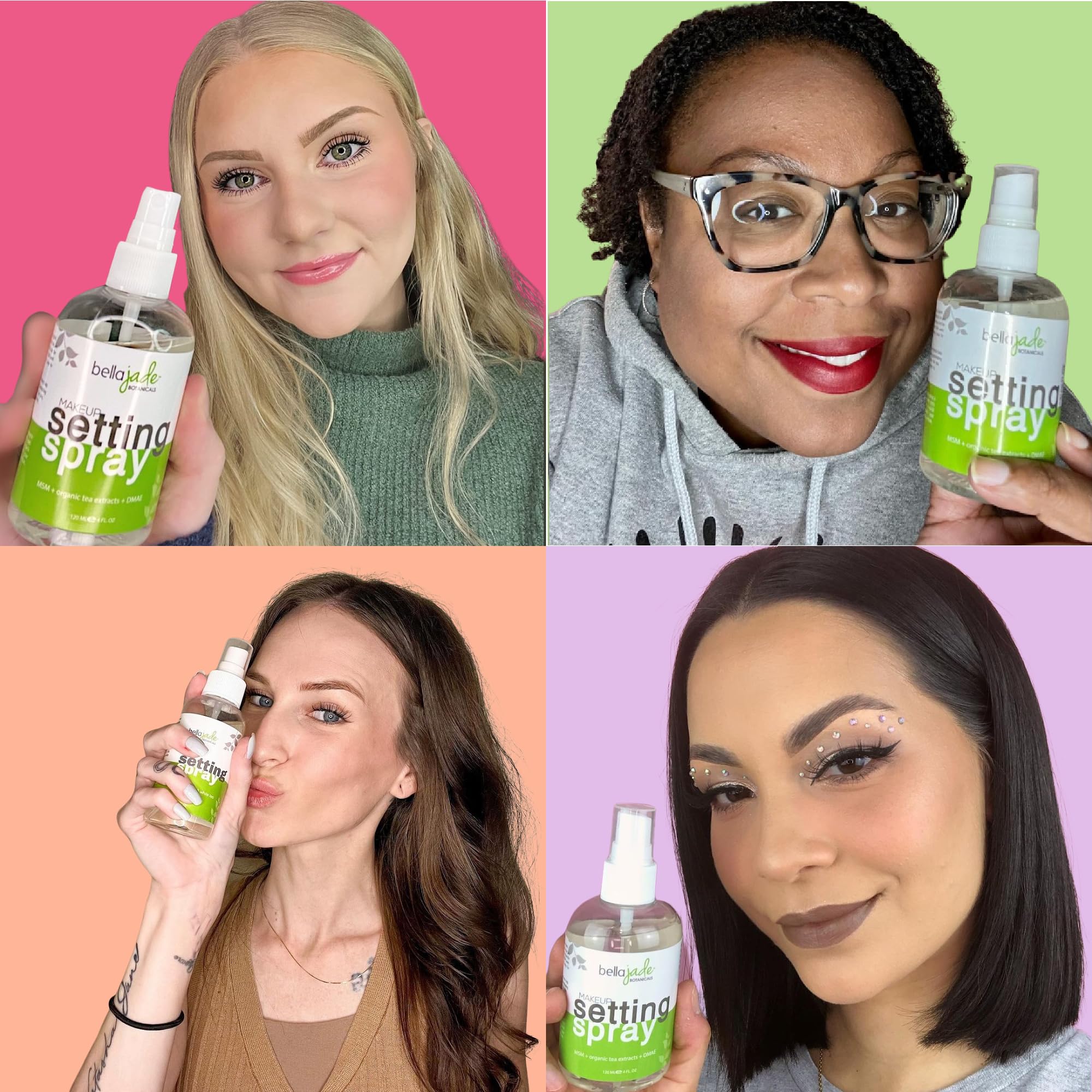 Bella Jade Makeup Setting Spray for Face | Long-Lasting Dewy Finish + Organic Green Tea & MSM (4 oz)