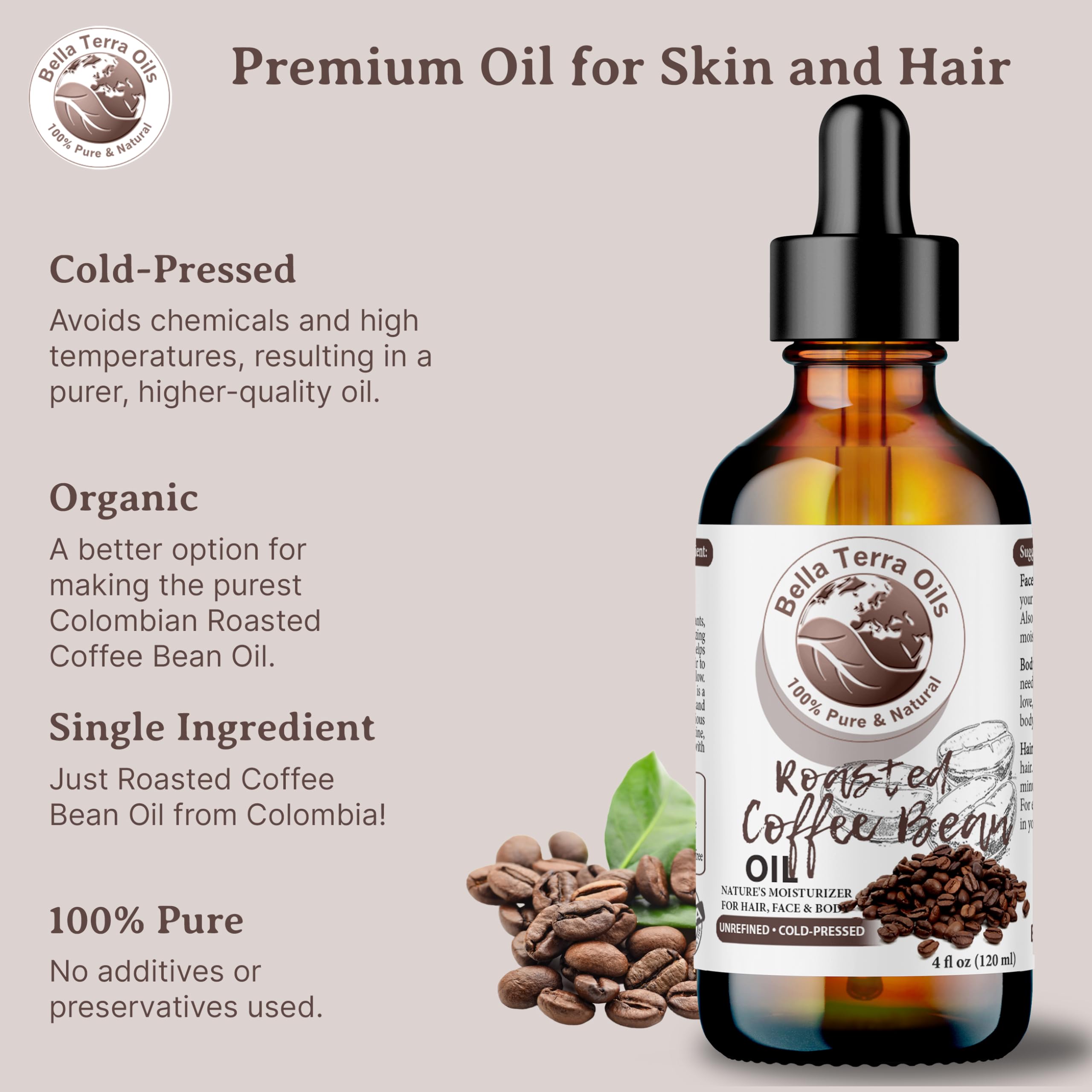 Bella Terra Oils Roasted Coffee Bean Oil 16oz - Vitamin E Skin Nourishment