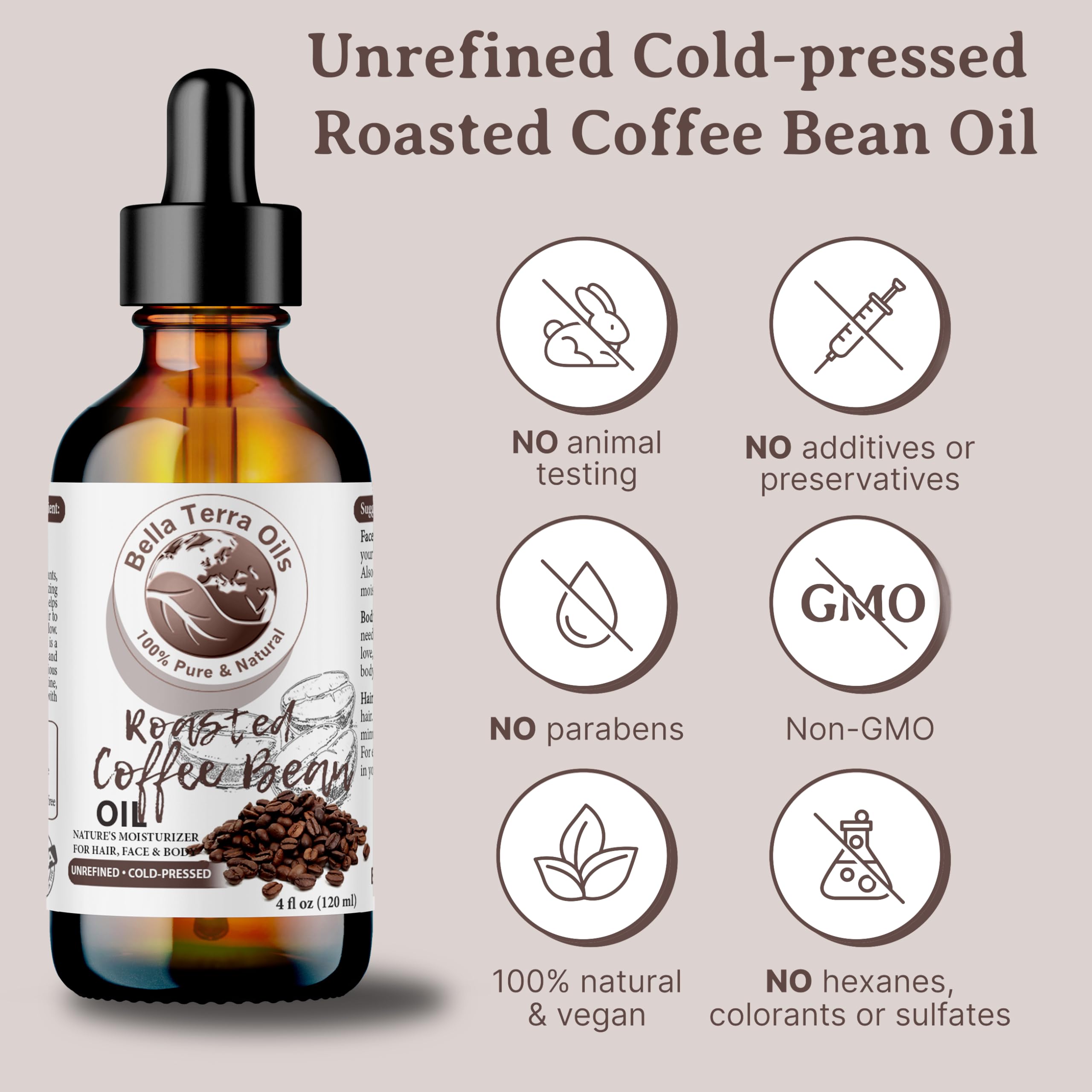 Bella Terra Oils Roasted Coffee Bean Oil 16oz - Vitamin E Skin Nourishment