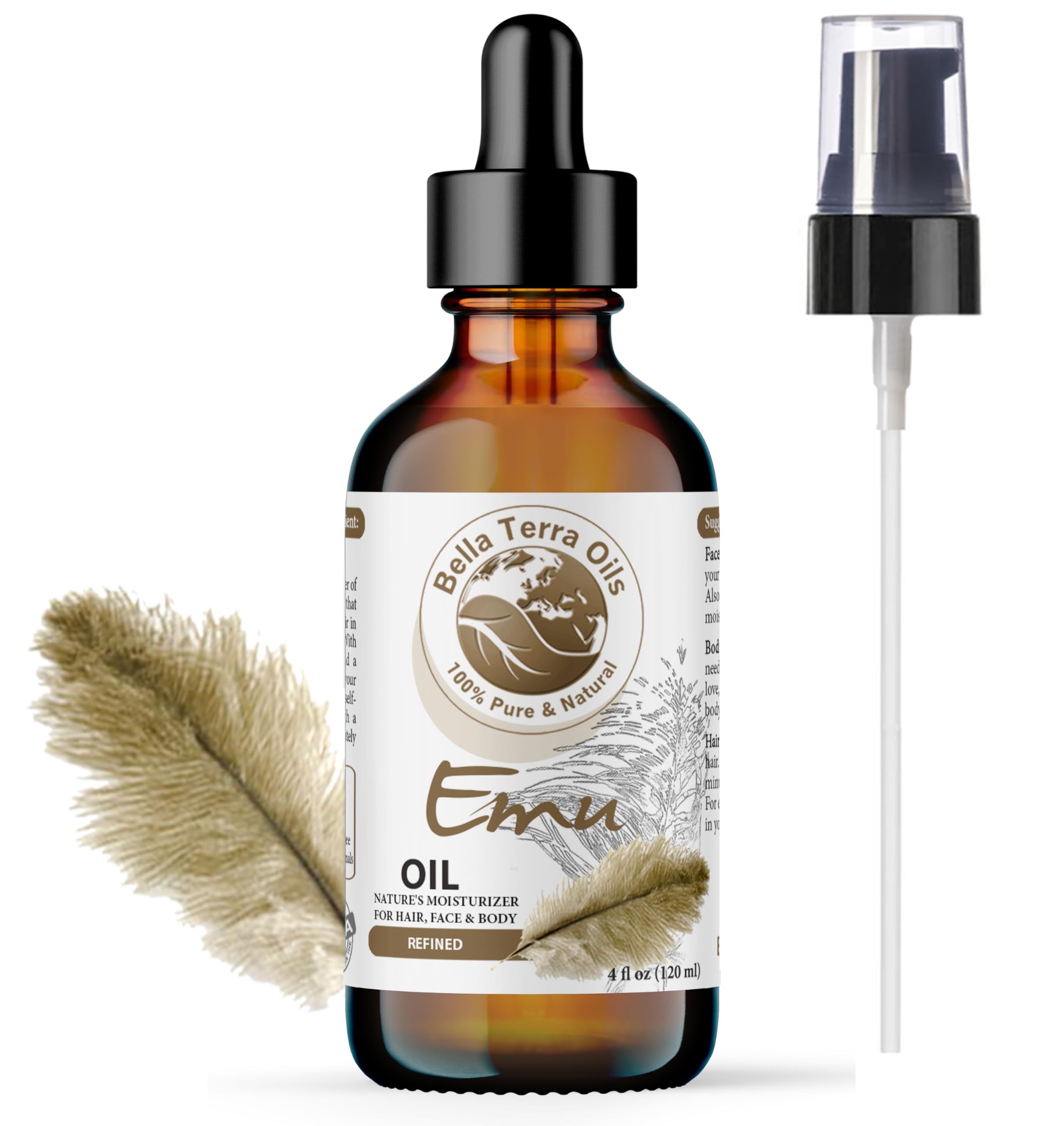 Bella Terra Oils Emu Oil 4oz – Pure Australian Elixir for Skin & Hair Care