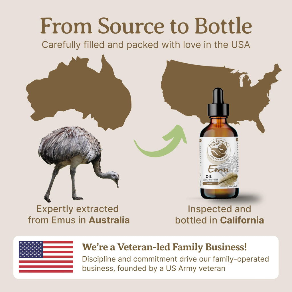 Bella Terra Oils Emu Oil 4oz – Pure Australian Elixir for Skin & Hair Care