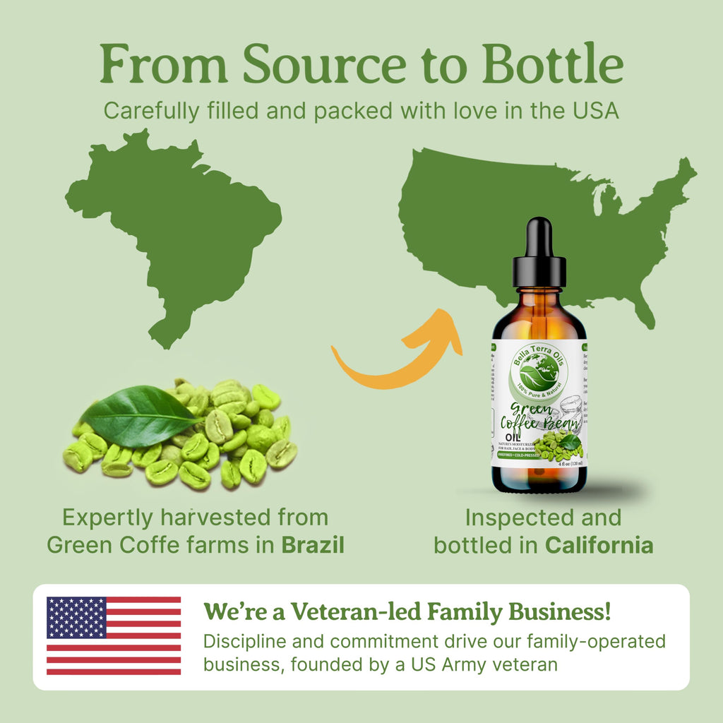 Bella Terra Oils Green Coffee Bean Oil, 16oz – Purity, Vitamins, Hydration for Radiant Skin