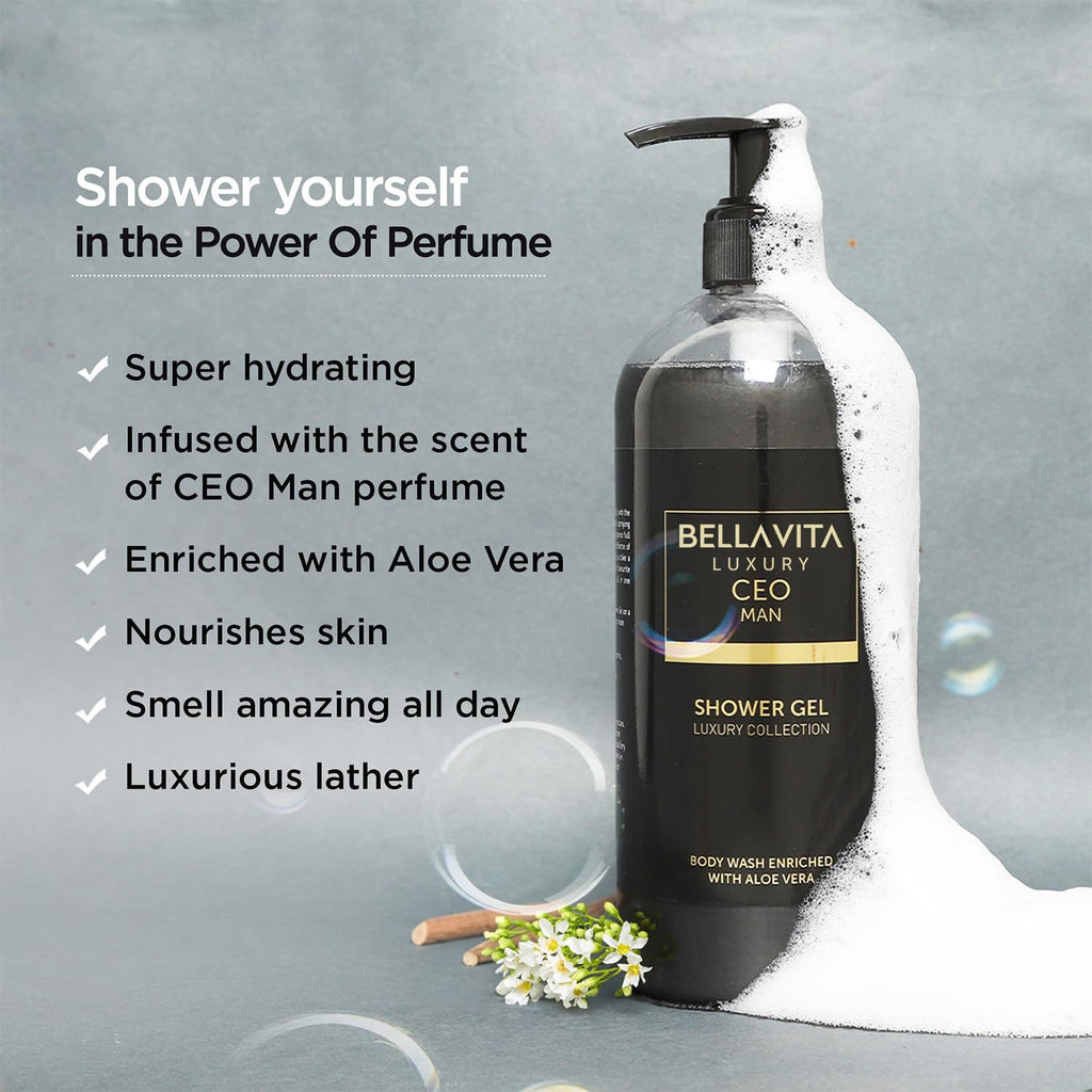 Bella Vita Luxury CEO MAN Body Wash – Refreshing Shower Gel with Aloe Vera & Charcoal Powder, 500 ml