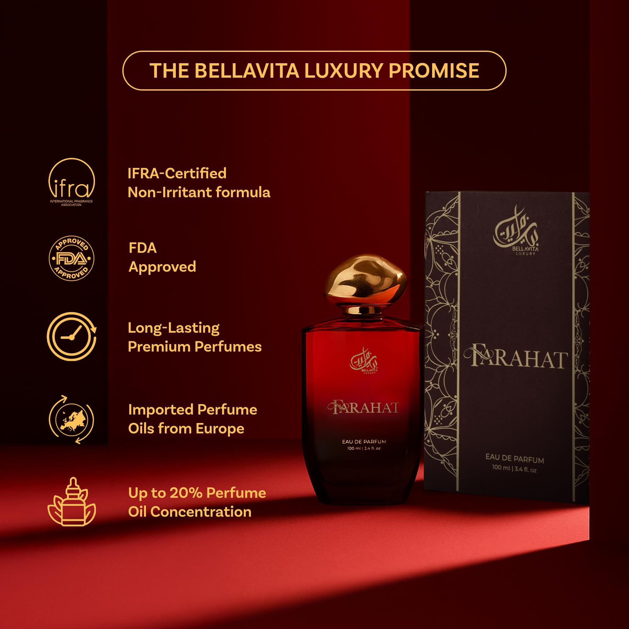 Bella Vita Luxury FARAHAT Unisex EDP – Amber Woody Notes, 100 ml