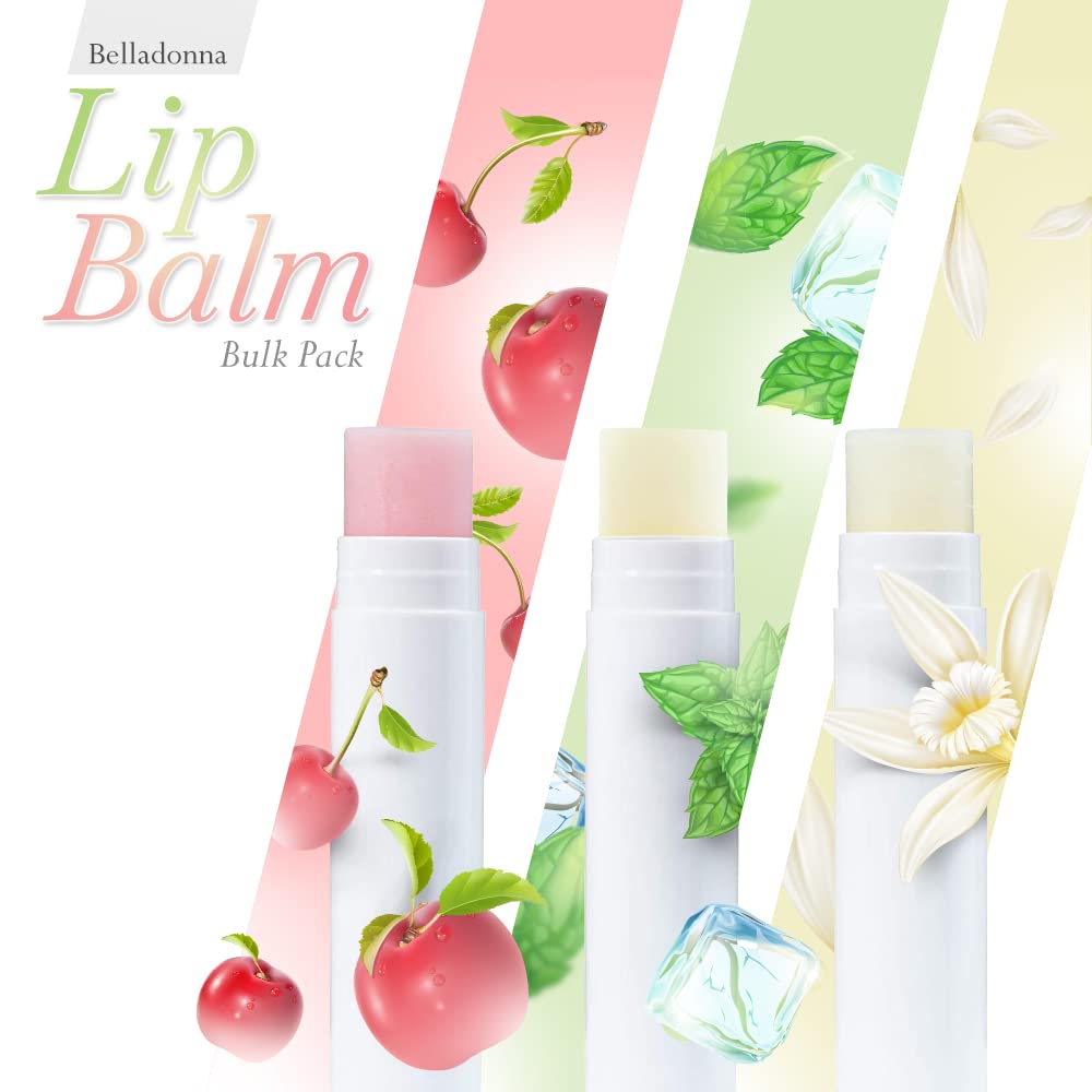 Belladonna Lip Balm Bulk Unlabeled Tubes – Cherry Flavor, Made in USA (100 Count)