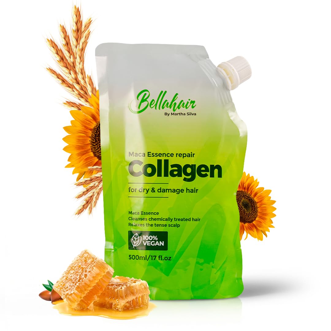 Bellahair Hydrating Collagen Hair Mask for Dry Hair & Growth | Hydrolyzed Keratin, Argan Oil & Shea Butter - 17oz
