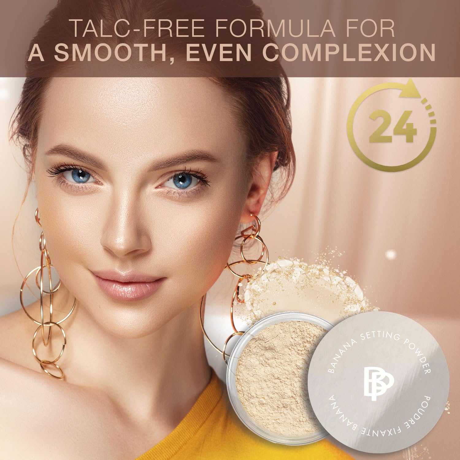 Bellapierre XL Banana Setting Powder – Color-Correcting Brightening, Talc-Free Translucent Finish (1 oz)